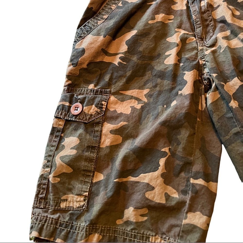 Beverly Hills Polo Club Boys Camo Cargo Shorts Size 10 Green Brown Multi-Pocket - Picture 5 of 8